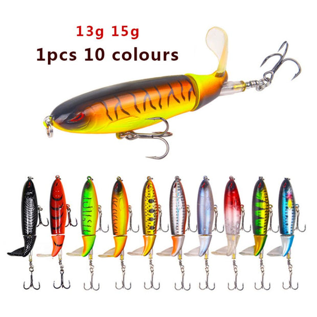 Whopper Popper Topwater Bait Hard Plopper Soft Rotating Tail Fishing Tackle Fishing Bait - CAB industries