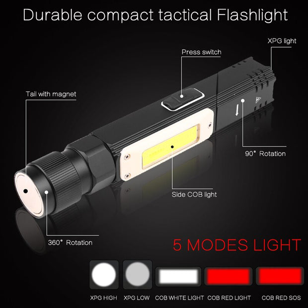 Multi-Functional USB Rechargeable LED Flashlight - CAB industries