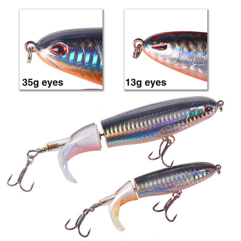 Whopper Popper Topwater Bait Hard Plopper Soft Rotating Tail Fishing Tackle Fishing Bait - CAB industries