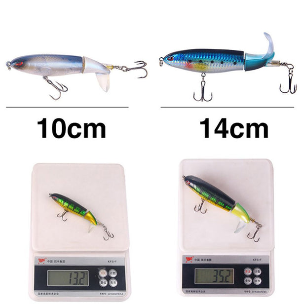 Whopper Popper Topwater Bait Hard Plopper Soft Rotating Tail Fishing Tackle Fishing Bait - CAB industries